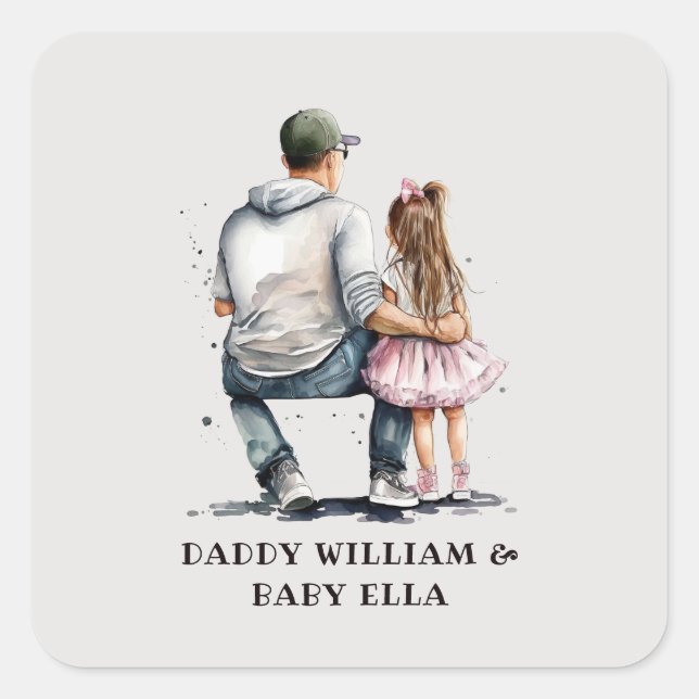 Black Father and Daughter Bond (12) Square Sticker (Front)