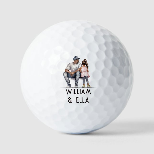 Black Father and Daughter Bond (3) Golf Balls (Front)