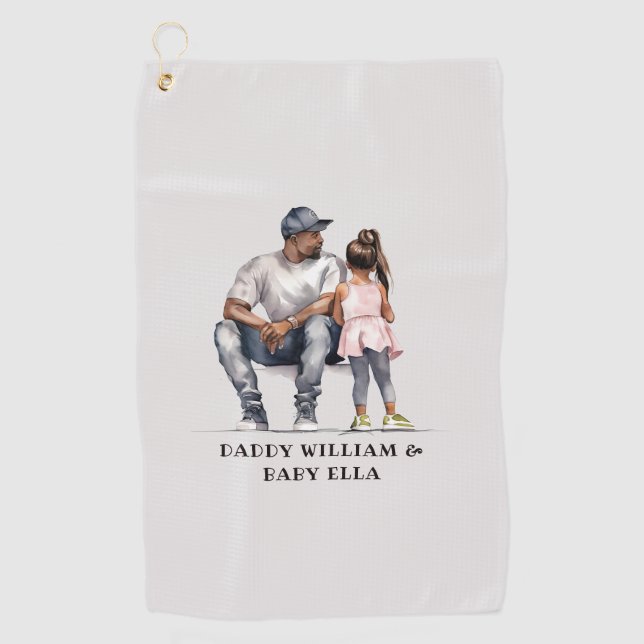 Black Father and Daughter Bond (3) Golf Towel (Front)