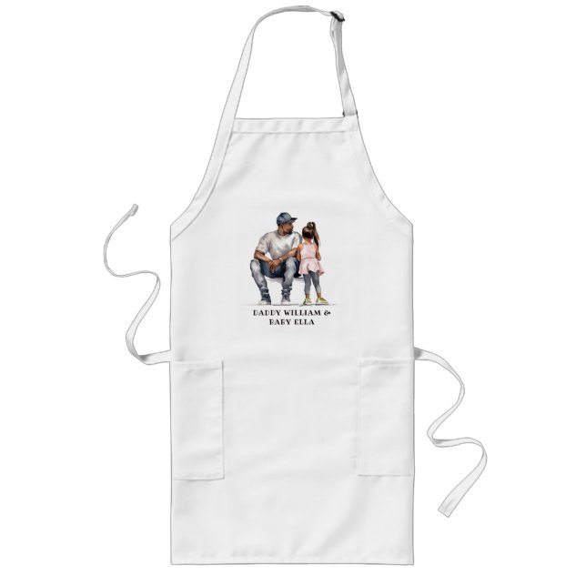 Black Father and Daughter Bond (3) Long Apron (Front)