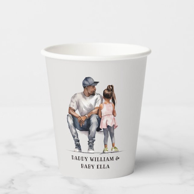 Black Father and Daughter Bond (3) Paper Cups (Front)