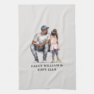 Black Father and Daughter Bond (3) Tea Towel