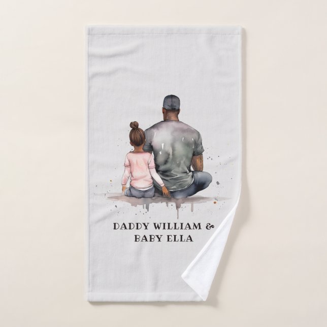 Black Father and Daughter Bond (4) Bath Towel Set (Hand Towel)