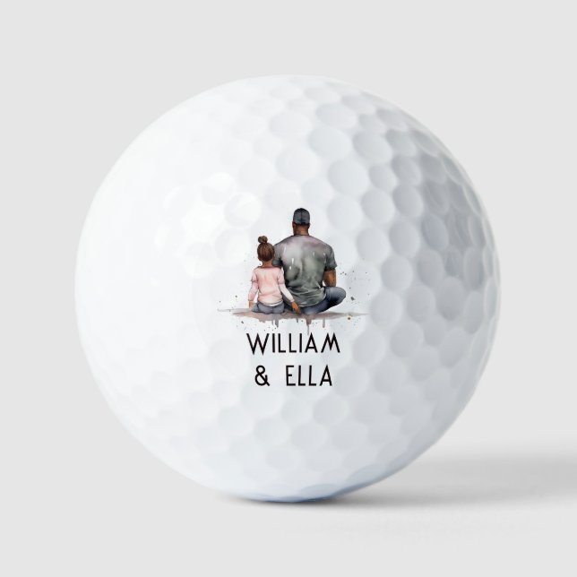 Black Father and Daughter Bond (4) Golf Balls (Front)