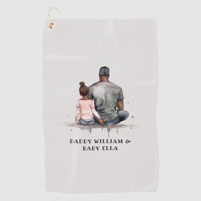 Black Father and Daughter Bond (4) Golf Towel (Front)