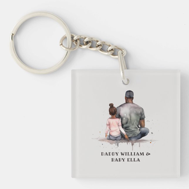 Black Father and Daughter Bond (4) Key Ring (Front)