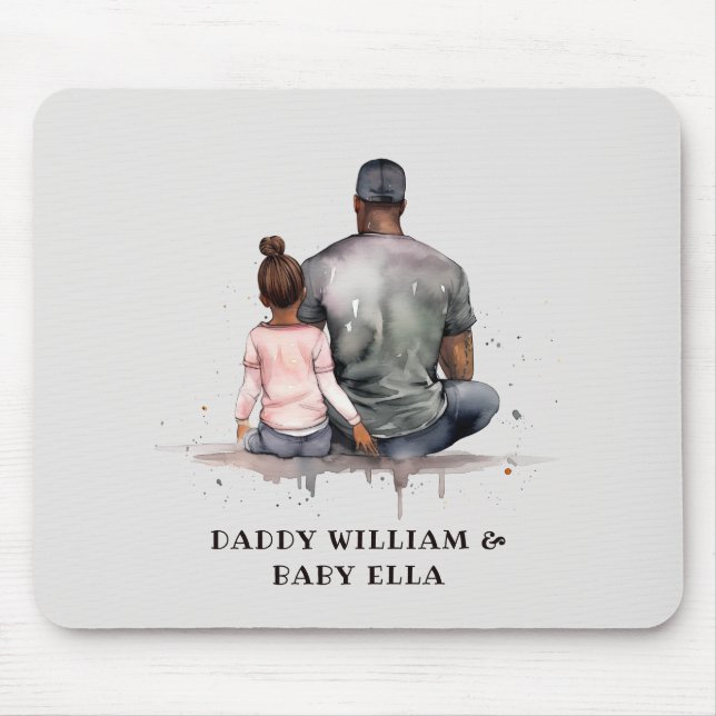 Black Father and Daughter Bond (4) Mouse Mat (Front)