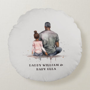 Black Father and Daughter Bond (4) Round Cushion