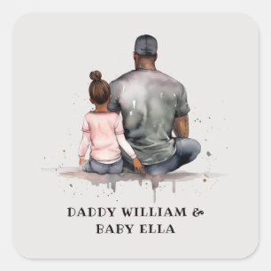 Black Father and Daughter Bond (4) Square Sticker
