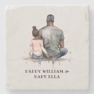 Black Father and Daughter Bond (4) Stone Coaster
