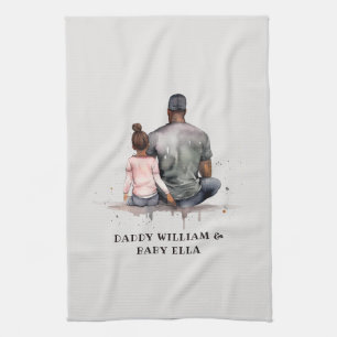 Black Father and Daughter Bond (4) Tea Towel