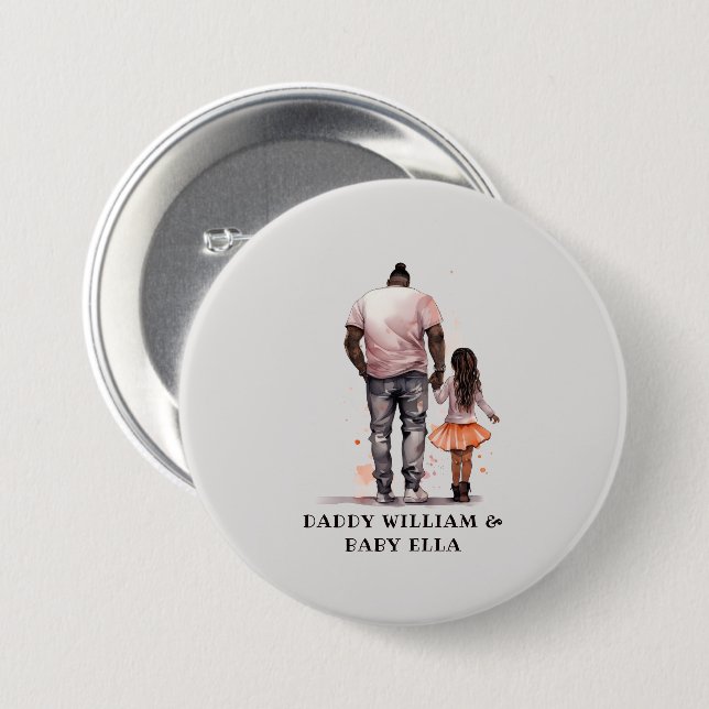 Black Father and Daughter Bond (5) 7.5 Cm Round Badge (Front & Back)
