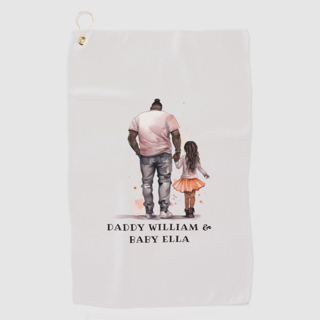 Black Father and Daughter Bond (5) Golf Towel (Front)