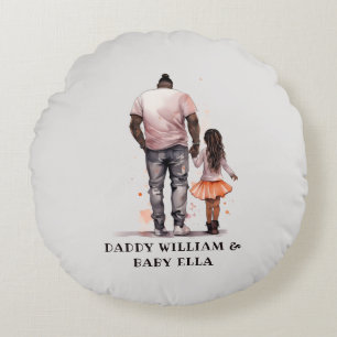 Black Father and Daughter Bond (5) Round Cushion
