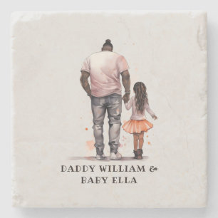 Black Father and Daughter Bond (5) Stone Coaster