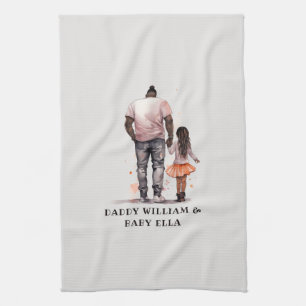 Black Father and Daughter Bond (5) Tea Towel