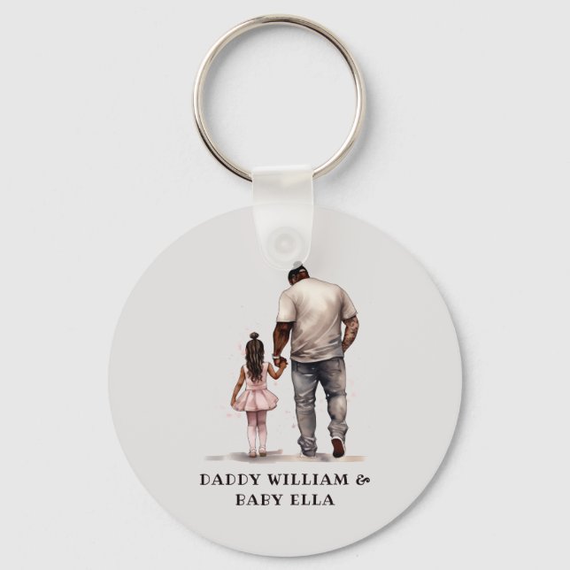 Black Father and Daughter Bond (6) Key Ring (Front)