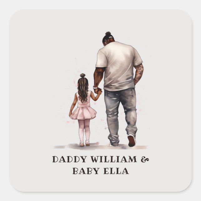 Black Father and Daughter Bond (6) Square Sticker (Front)