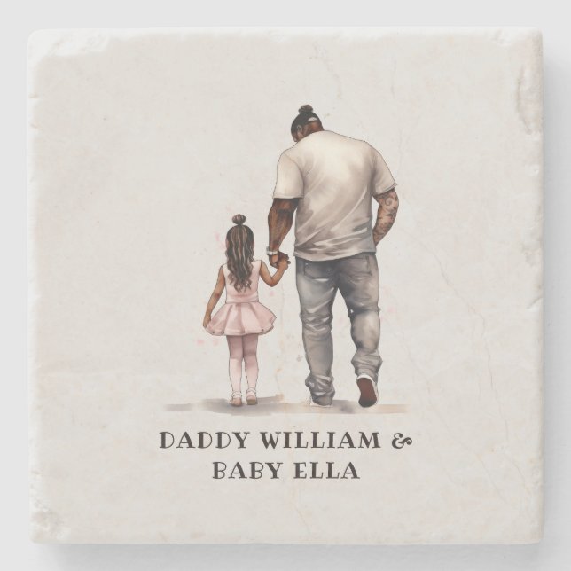 Black Father and Daughter Bond (6) Stone Coaster (Front)