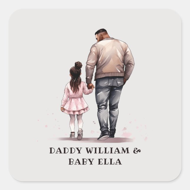 Black Father and Daughter Bond (7) Square Sticker (Front)