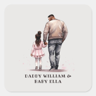 Black Father and Daughter Bond (7) Square Sticker