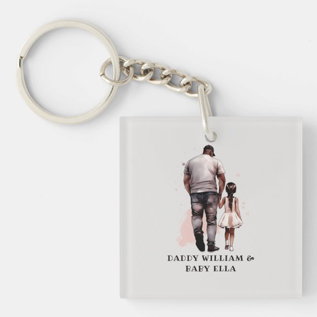 Black Father and Daughter Bond (8) Key Ring (Front)