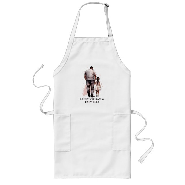 Black Father and Daughter Bond (8) Long Apron (Front)