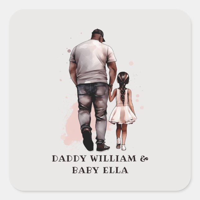 Black Father and Daughter Bond (8) Square Sticker (Front)