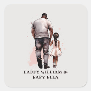 Black Father and Daughter Bond (8) Square Sticker