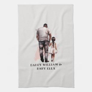 Black Father and Daughter Bond (8) Tea Towel
