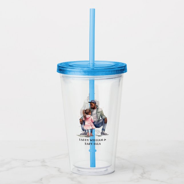 Black Father and Daughter Bond Acrylic Tumbler (Front)