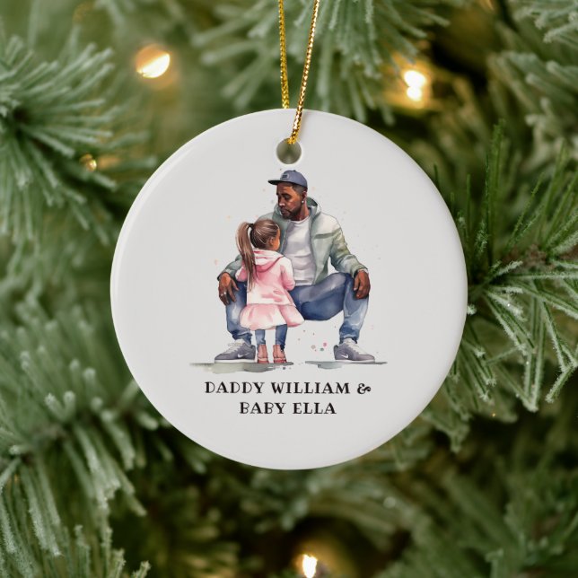 Black Father and Daughter Bond Ceramic Tree Decoration (Tree)
