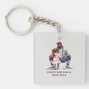 Black Father and Daughter Bond Key Ring