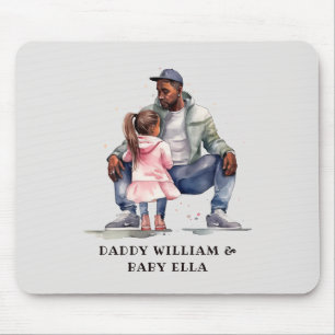 Black Father and Daughter Bond Mouse Mat