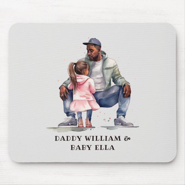 Black Father and Daughter Bond Mouse Mat (Front)