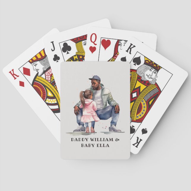 Black Father and Daughter Bond Playing Cards (Back)