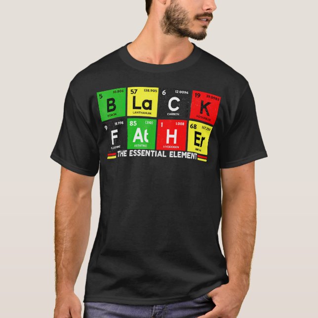 Black Father Element Father's Day Pride Black T-Shirt (Front)