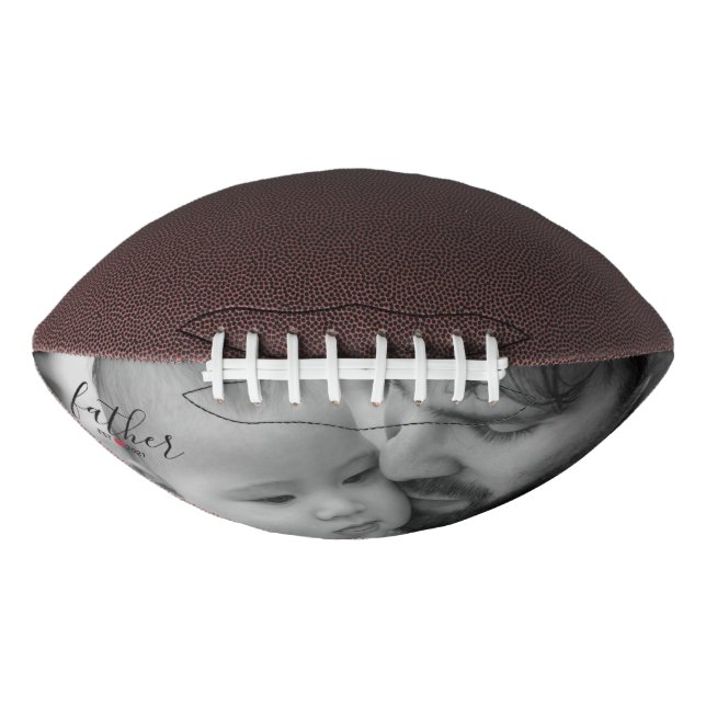 Black Father Establish Year with Red Heart Photo American Football (Front)