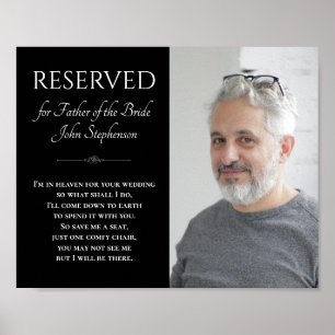 Black Father of Bride In Heaven Photo Wedding Poster