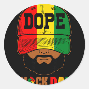 Black Father With Cap Drug Black Dad Father's Day Classic Round Sticker