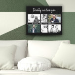 Black Father with Kids and Family Dad Photo Canvas Print<br><div class="desc">Black Father with Kids and Family Dad Photo Collage Canvas Print. Collage of 6 photos, father`s name with a sweet message in a trendy script and names of children that overlay the photos. Add your 6 favourite family photos. Sweet keepsake and a gift for birthday, Father`s Day or Christmas for...</div>