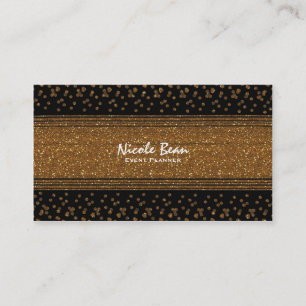 Black Faux Brushed Gold Glitter Business Cards