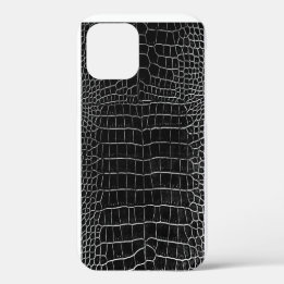Black Faux Crocodile Leather iPhone 12 Case