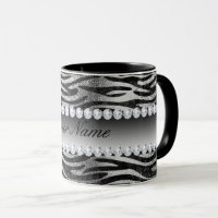 Black Faux Foil Zebra Stripes on Silver