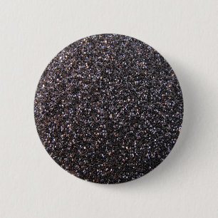 Black faux glitter graphic 6 cm round badge