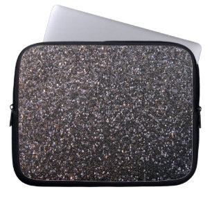 Black faux glitter graphic laptop sleeve