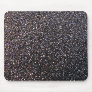 Black faux glitter graphic mouse mat