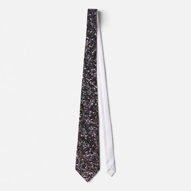 Black faux glitter graphic tie (Front)