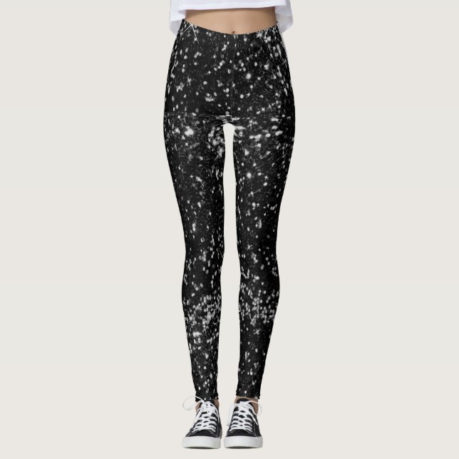 Black Faux Glitter Leggings (Front)