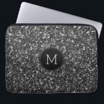 Black Faux Glitter Monogram Laptop Sleeve<br><div class="desc">Modern black faux glitter custom monogram</div>